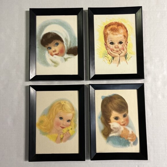 Vintage Francis Hook‎ Northern Mills Tissue Girls Original Prints 1960s 4 Framed - Picture 2 of 13